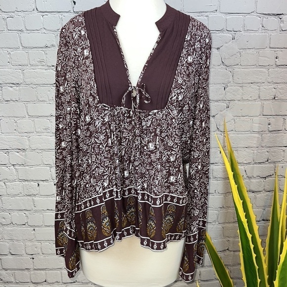 HINGE Bohemian Top Indian Block Print, Size S - Picture 3 of 9